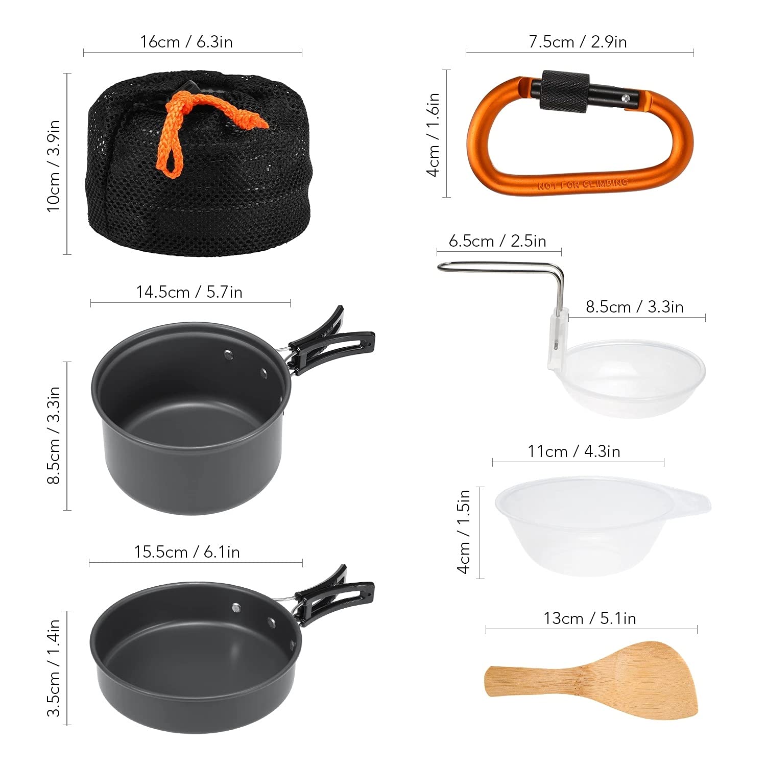 10-teiliges Set Geschirr Camping Kochgeschirr Kochset Kochset Kochen im Freien Picknickausrüstung Topf Pfanne Schüsseln Rucksackwandern Wanderausrüstung Set