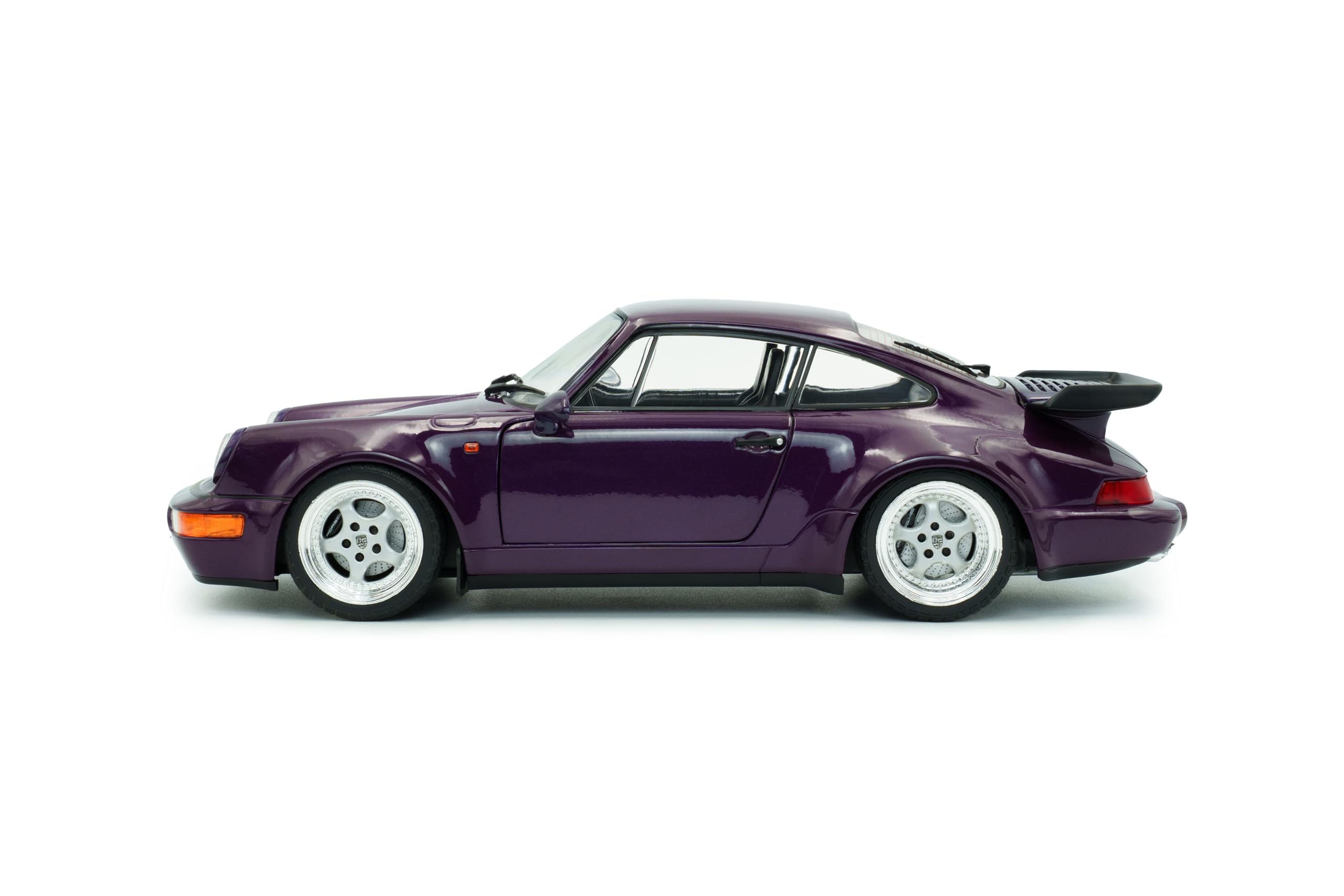 Solido Porsche 911 (964) Turbo (1990) - Carrozzina sportiva classica con ampia carrozzeria turbo, vernice metallica, Diecast modellino auto, blu viola, 1:18