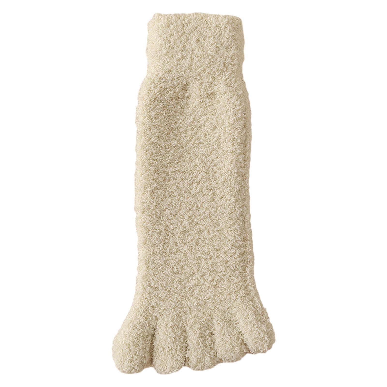 Alloneslife Unisex Aqua Green,One Size Womens Fuzzy Toe Socks Solid Color Winter Thick Thermal Warm Coral Fleece Furry Five Finger Socks For Casual Home Sleep(Aqua Green,One Size)
