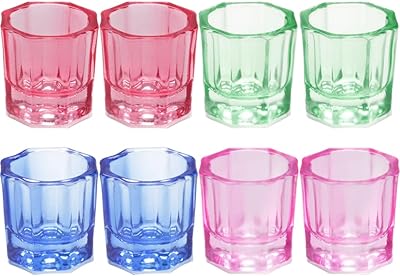 Beavorty Nail Accessories Stained Glass 8pcs Dappen Dish Cups for Acrylic Nail Art Clear Glass Nail Monomer Liquid Bowl Acrylic Powder Holder Manicure Care Tools Nail Accessories Stained Glass