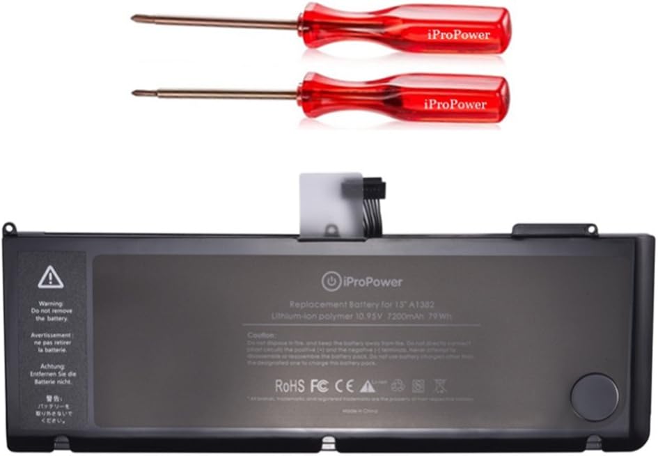 A1286 Battery A1382 Battery Replacement for Apple MacBook Pro 15" inch A1286 [Only for Early 2011, Late 2011, Mid 2012 Version] High Capacity 7200mAh 10.95V/77.5Wh