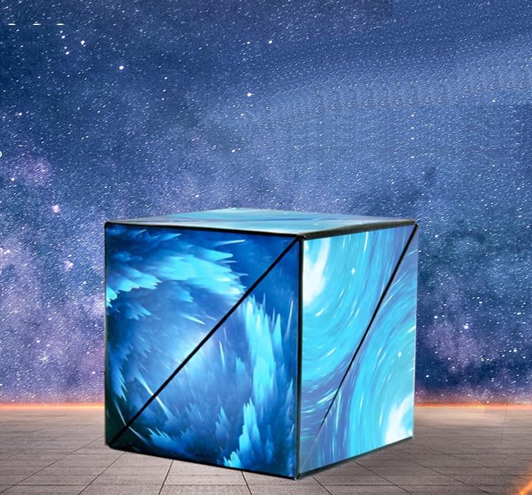 Image of ZURATO Shape Shifting Box Puzzle Cube, Shifting Shape Magic Cube Puzzle Toy, Multiple Structure Creativity Puzzle Cube for Kids and Adults, Size- 6.5 x 6.5 x 6.5 cm (Blue)