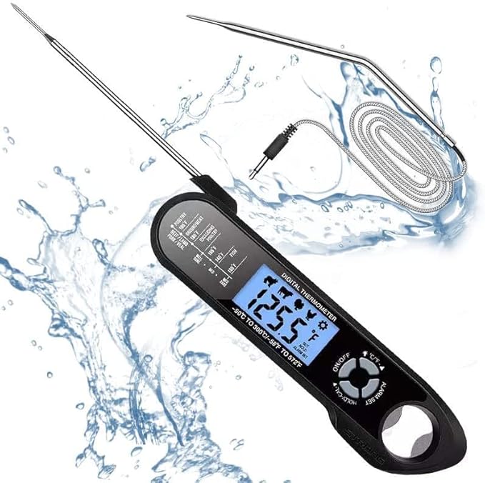 Review Meat Thermometer, Oven Safe Meat Thermometer, 2 in 1 Digital Food Thermometer with Alarm