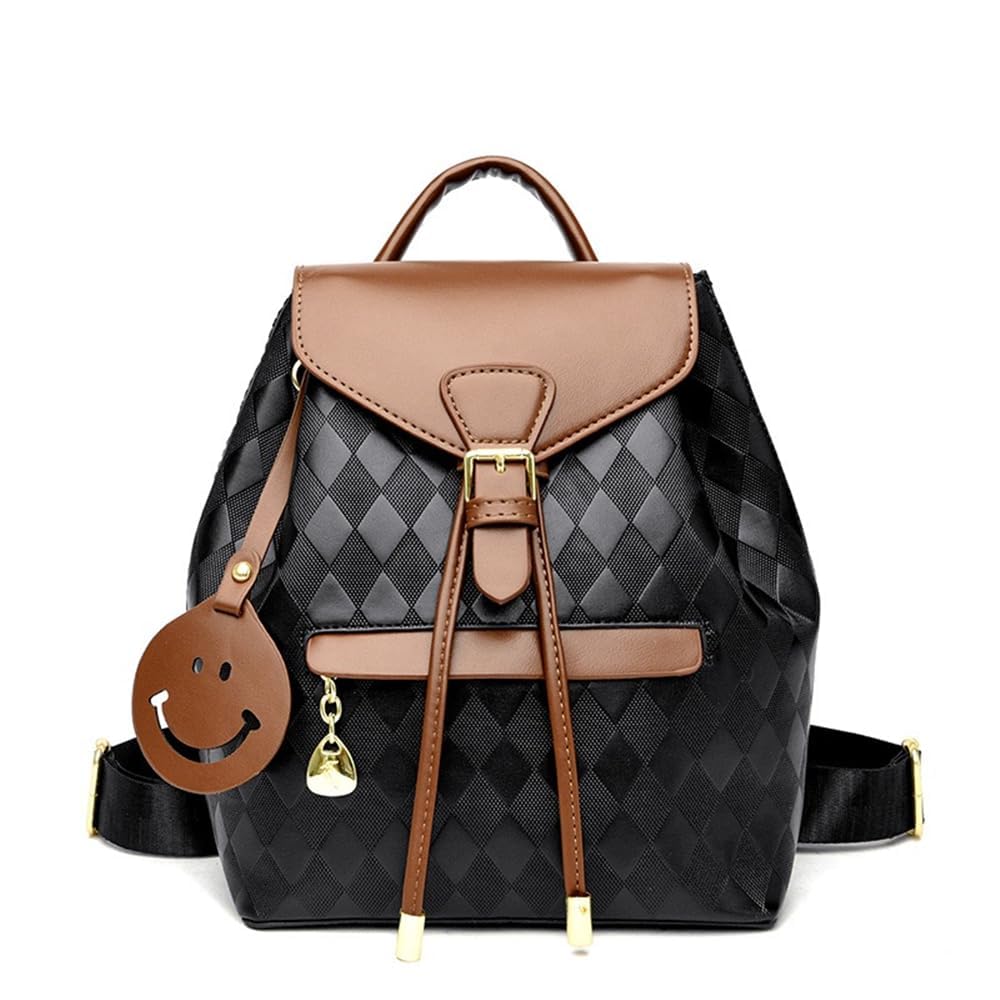 Femme Sac à Dos Elegant en Leger PU, Petit Chic Sac porté Dos Bandoulière avec Cordon Antivol, Sac d'école à la Mode Design Universel pour Travail L'école Voyage