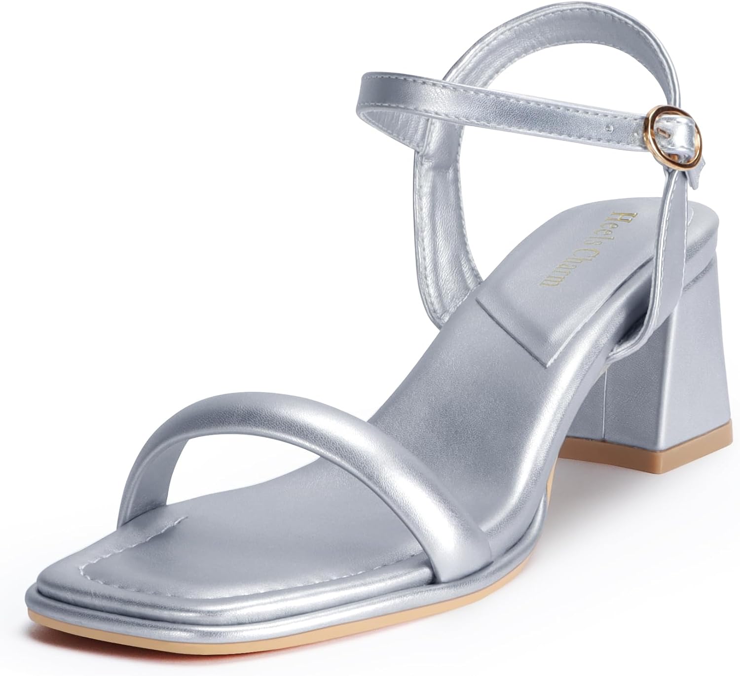 Heels Charm Women's Chunky Block Heeled Sandals 2.56 Inches Open Toe Ankle Strap Block High Heel Sandal Dress Dancing Sandals Daily Work Party Shoes
