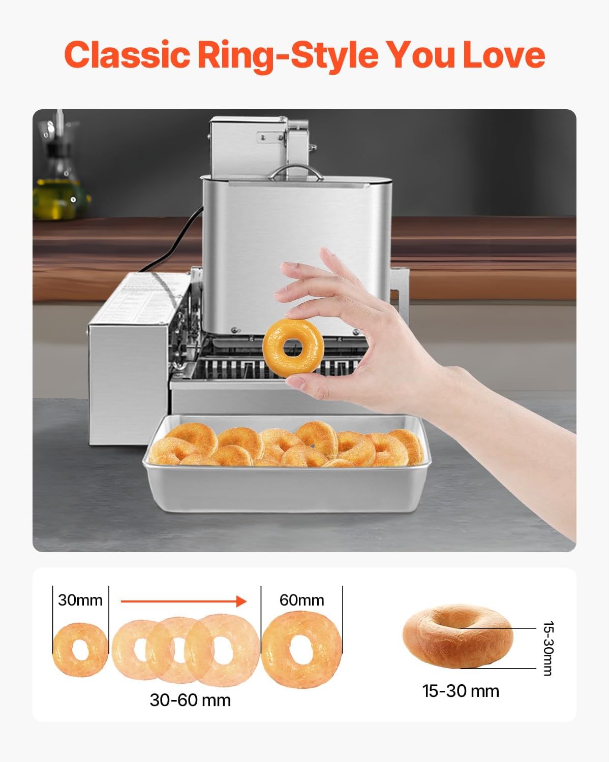 Happybuy Commercial Automatic Donuts Machine: 4-Row, High-Powered Doughnut Maker! Produces 240 PCS/HOUR. Equipped with Intelligent Control and Made of Stainless Steel