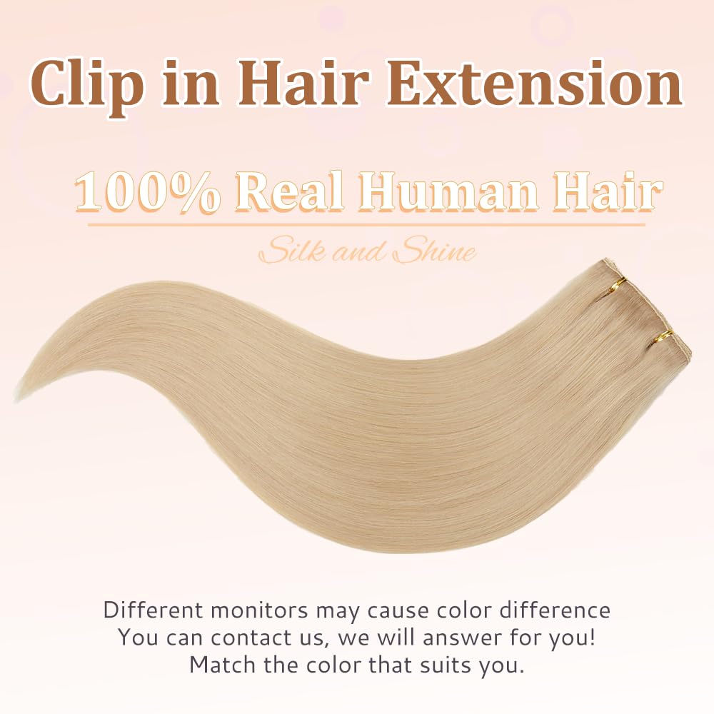 HotLulana Clip in Extensions Echthaar 7pcs 50cm 120g Extensions Echthaar Invisible Clip Extensions Echthaar Remy Echthaar Extensions 20 Zoll Clip Extensions Skin Weft Haarverlängerung 18K#
