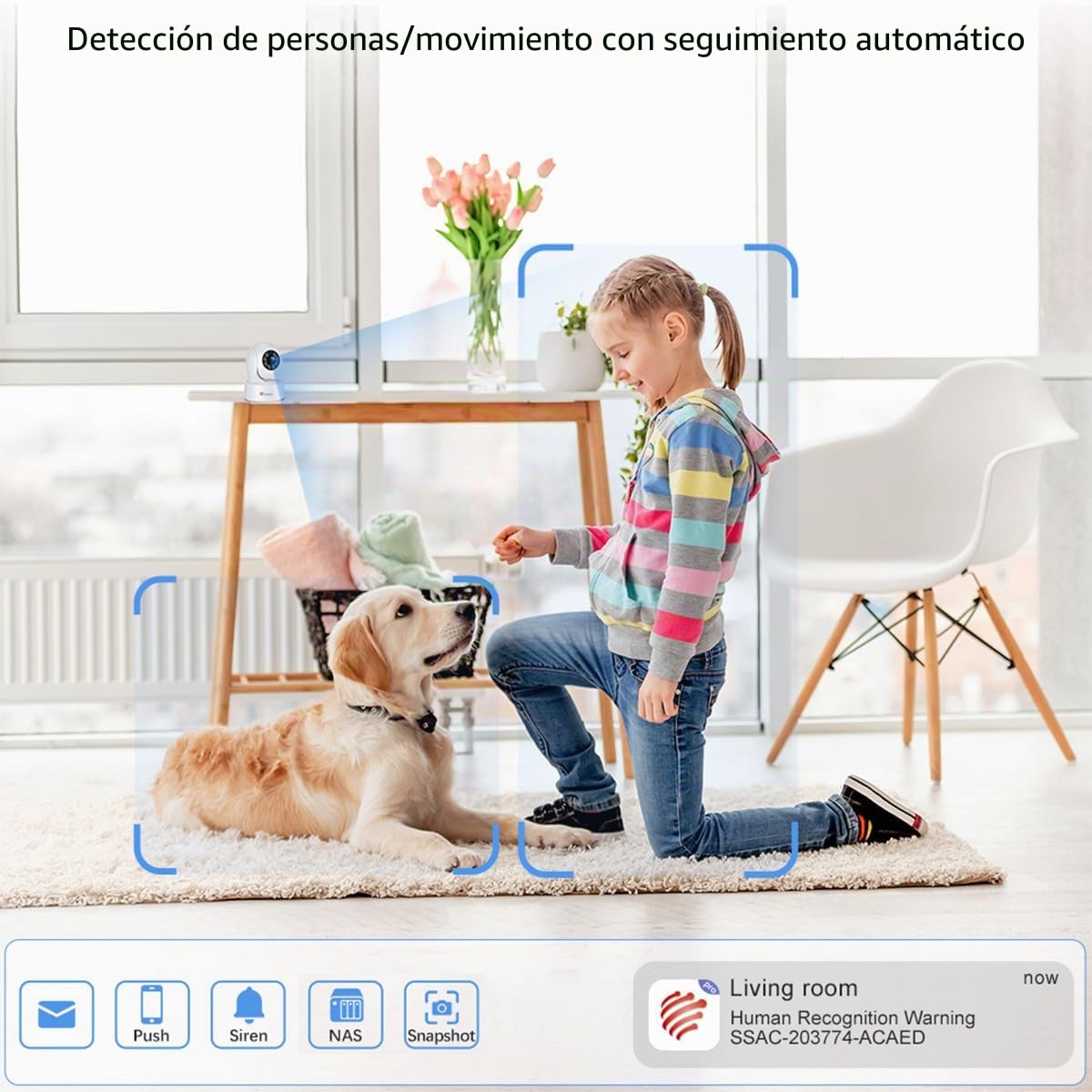 Ctronics 2.5K 4MP Cámara de Vigilancia WiFi Interior, PTZ IP Cámara WiFi