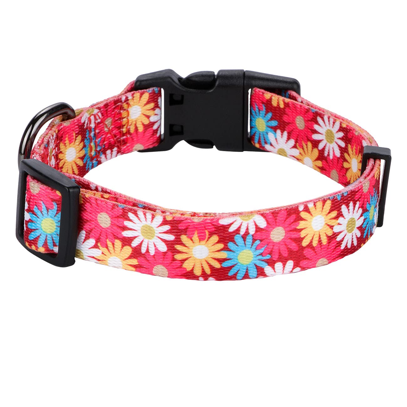 Rhea Rose Girl Dog Collars Cute Pink Daisy Collar, Spring and Summer Flower for Large Dogs, A8_Red Daisy - Image 2
