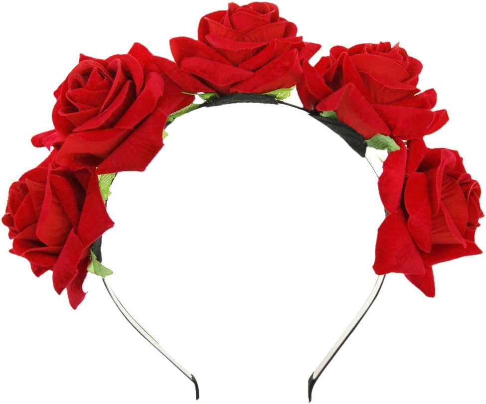 Amazon ヘッドドレス 可愛い カチューシャ バラ花 ヘアアクセサリー 結婚式 花冠 大きい 美しい 花 リアル感 レディース ガールズ お呼ばれ クリスマスプレゼント 髪飾り 薔薇 ウェディング 子供 フラワー レッド Fakeface ヘアゴム 通販