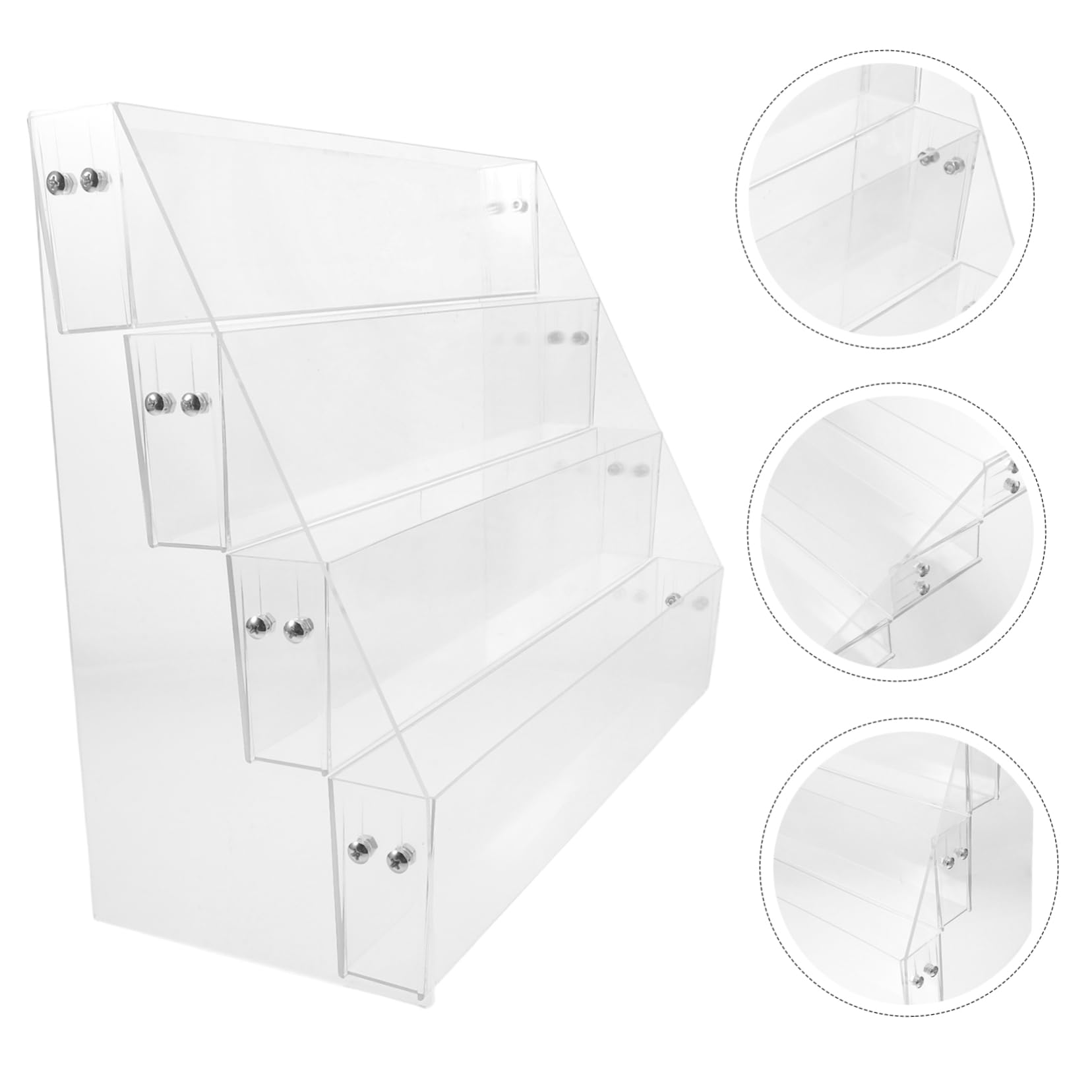 HEALLILY Espositore per carte collezionabili: espositore da tavolo in plastica trasparente a 4 livelli per carte da baseball, basket, calcio, sport, spille