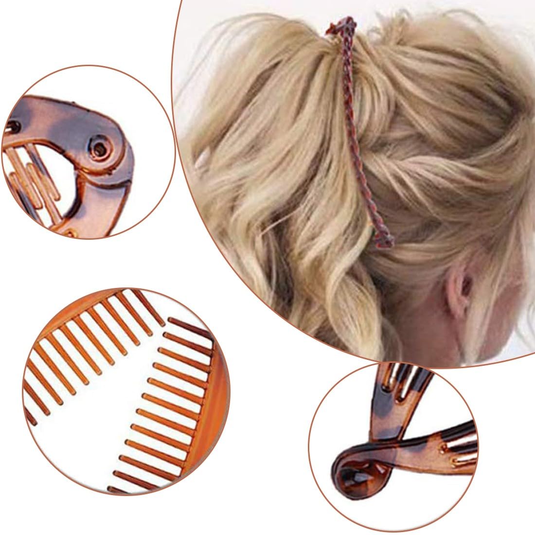 4 Fermagli per Capelli a Banana, Banana Clip Pettine per Capelli, in Resina, per Capelli e Banane, per Coda di Cavallo, Accessori per Lo Styling dei Capelli a Incastro, per Donne e Ragazze