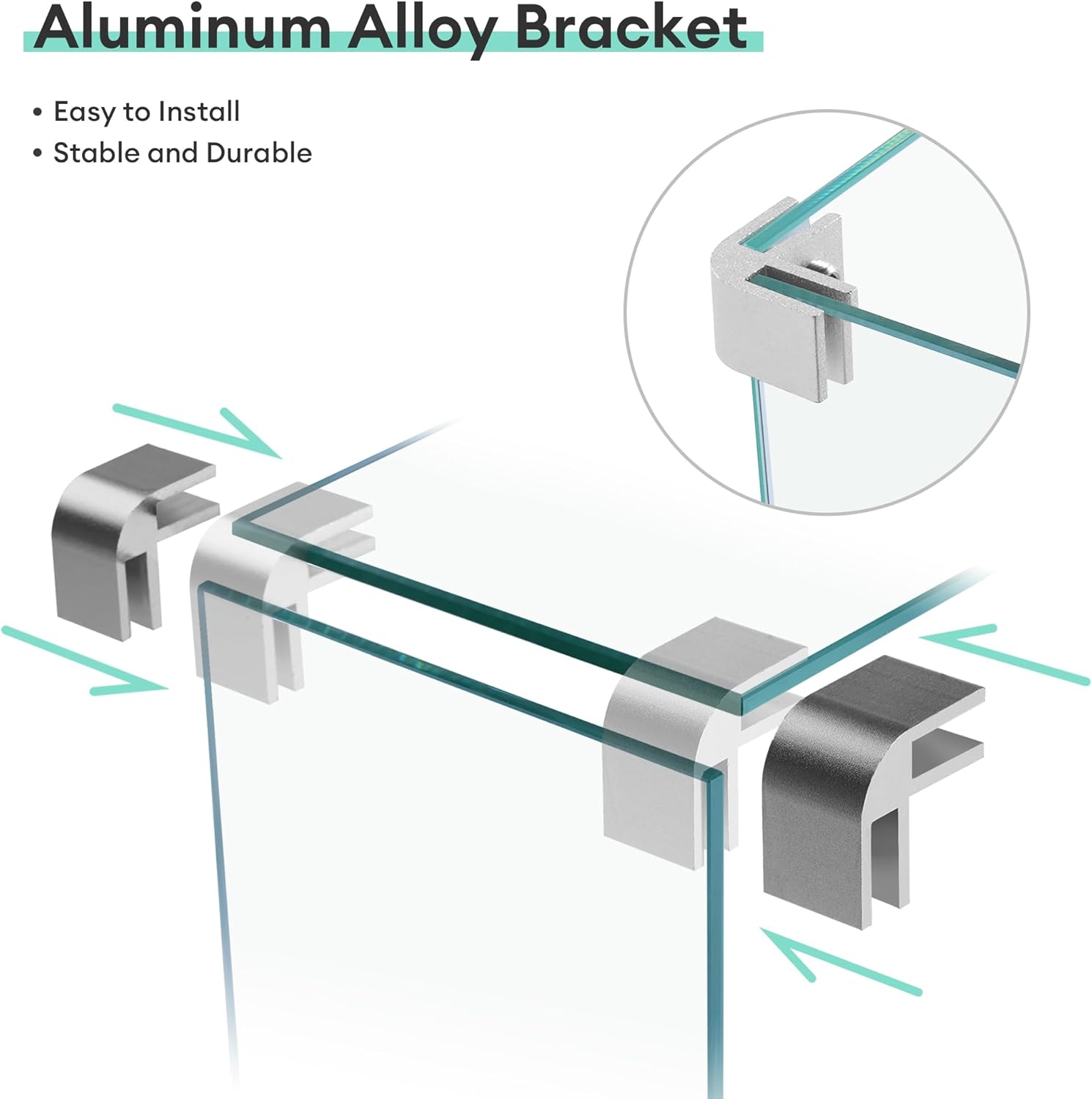 Caodoc 23.1"x 7.3"x 5.5" Rectangular Fire Pit Wind Guard,Transparent Tempered Glass,Polished Aluminum Brackets,3M Anti-Slip Pads,Fit for Caodoc Fire Table