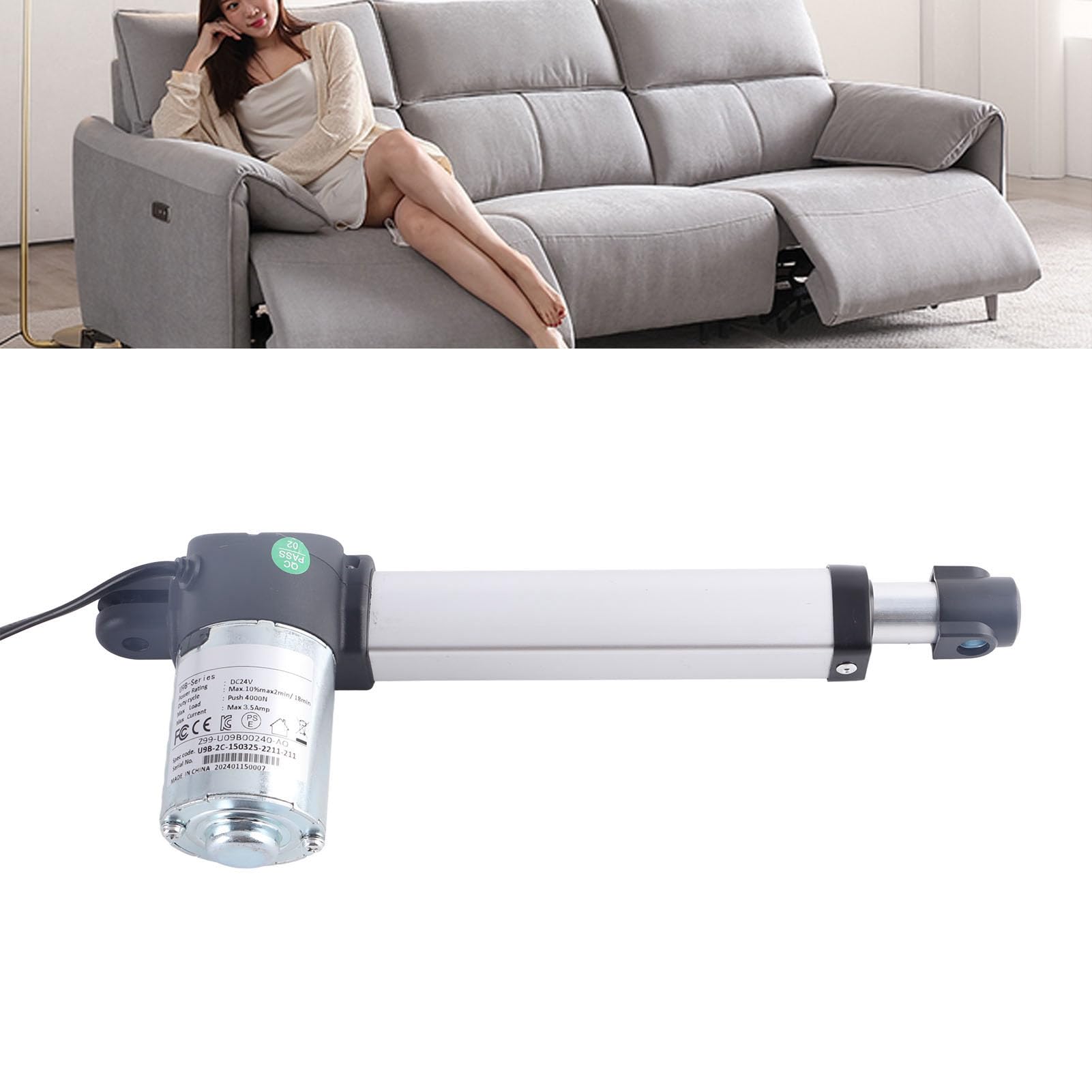 Attuatore Lineare Resistente da 150mm, Motore 24V, Carico Massimo 4000N con Resistente Agli Agenti Atmosferici, Sedie Massaggianti Componenti per elettrodomestici