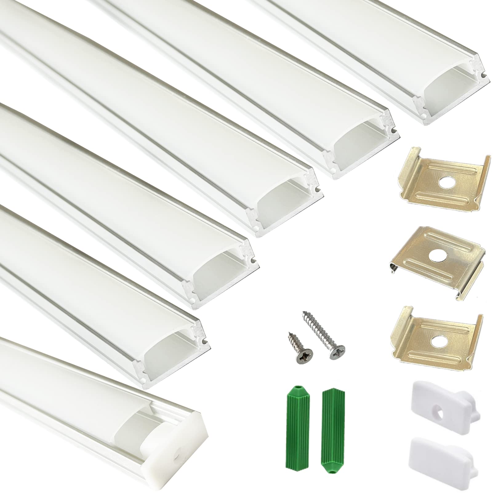 Photo 1 of THMOOTHER LED Strip U Channel Diffuser 6-Pack 3.28FT,17X7.5MM Surface Mounted Tape Light Aluminum Track with Anti UV Translucent Cover.Cabinet Stairs Counter,Wall Flush Installed Low Profile (6)