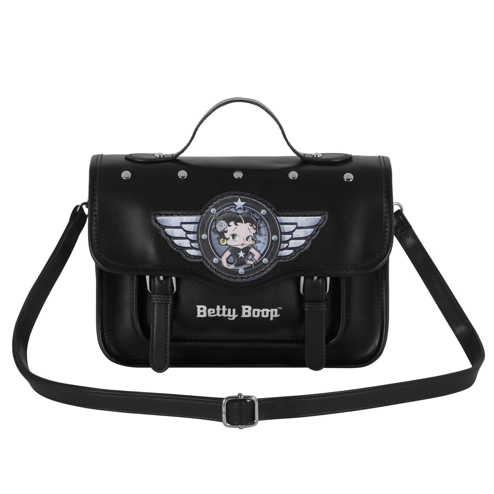 Betty Boop Motor Love-Sac à Bandoulière-Sac à Dos Satchel, Noir, 27 x 19 cm