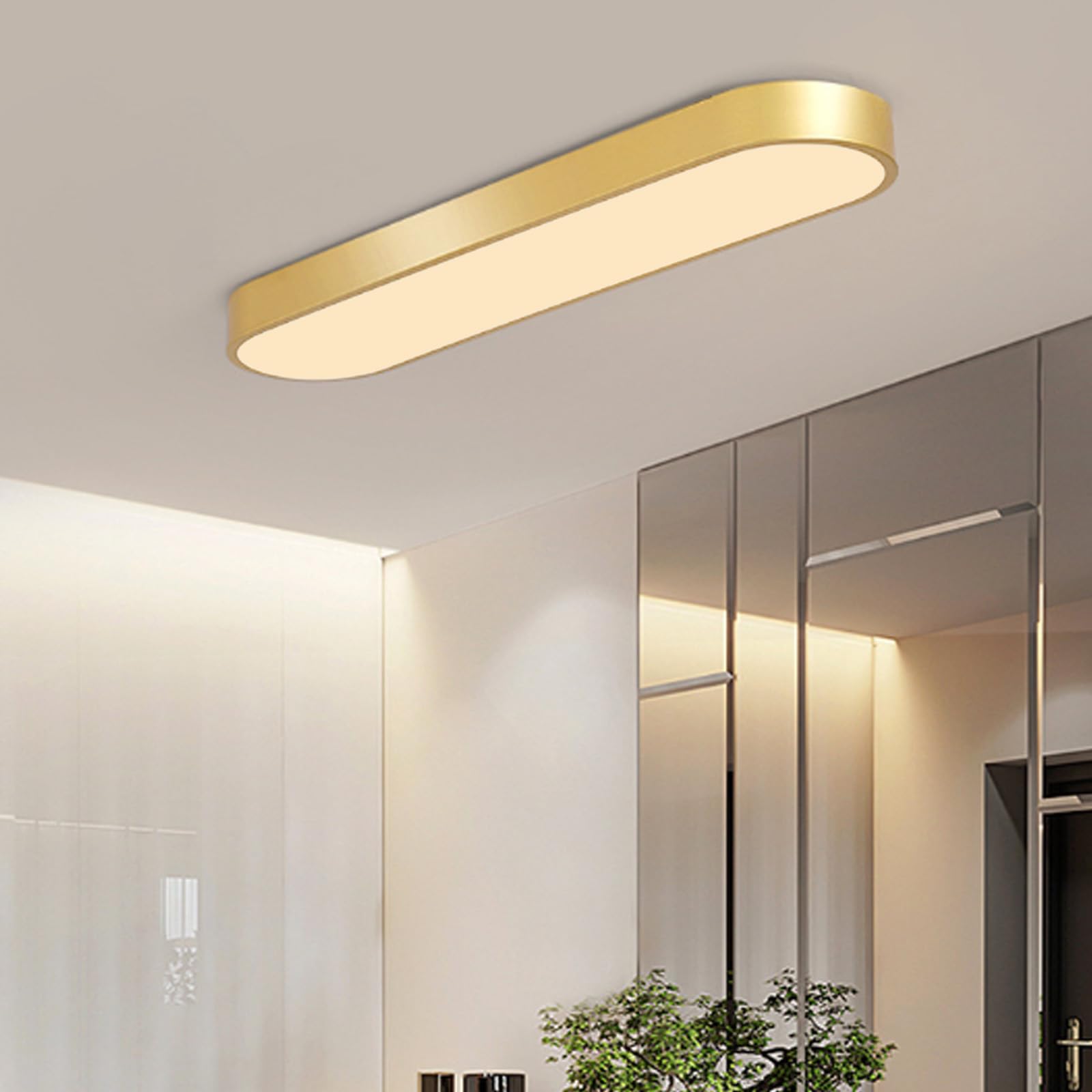 KXEcoLife Modern LED Rectangular Ceiling Light 3000K/4000K/6000K, 95cm Iron Fixture for Home Decor, Hallway, Hotel, Bedroom Lighting - Warm Option Available