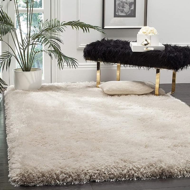 Image of Carpet for Living Room 5X7 FEET Modern Soft Shaggy Carpet Thick, Fluffy & 2 inch Pile Shag Rug for Your Kids Room, Bedroom & Livingroom (White)