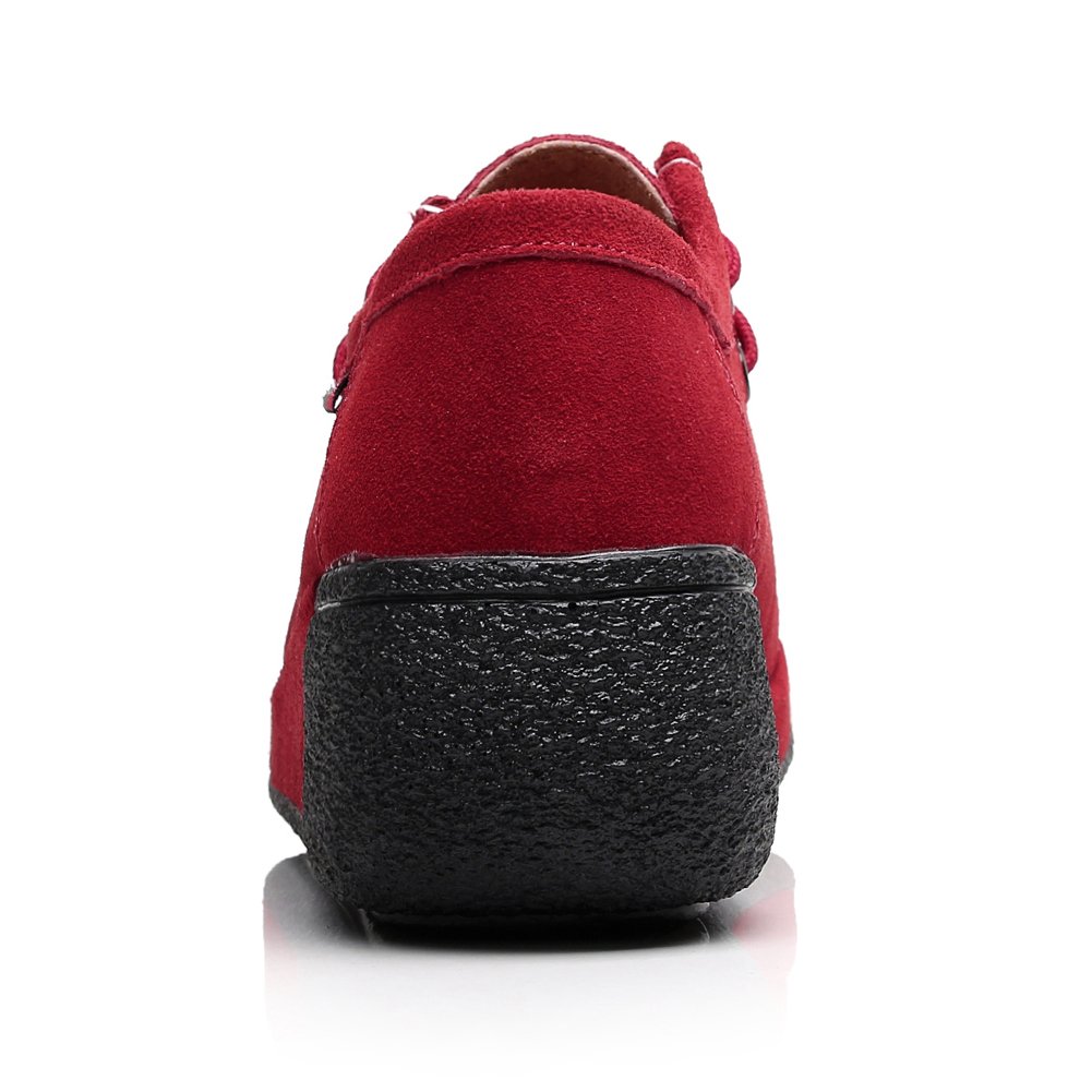 rismart Mujer Zapatos Formal Plataforma Oculto Tacón Cuña Gamuza Zapatillas De Moda