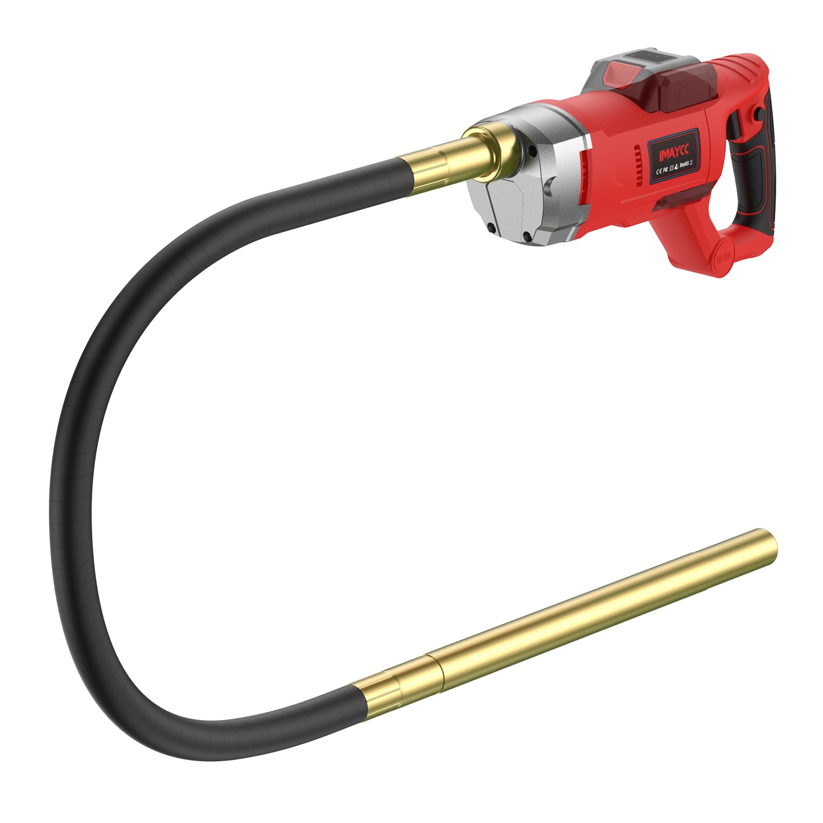 IMAYCC 21V Vibratore per Calcestruzzo Senza Cavo, Senza Spazzole Vibratore da Costruzione Elettrico 3980giri/min, Lunghezza asta Vibrante 1.5M, per Strade Tunnel Ponti (Senza Batterie）