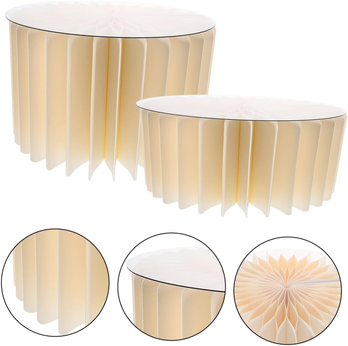 2pcs White Cylinder Cake Stand Set, round Pedestal Display Stands for Party Decoration, Folding Paper Column Pedestals for Wedding Centerpiece, Table Backdrop Decor