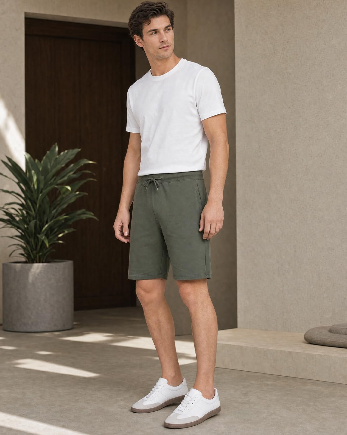 Nobero Zip Pocket Regular Fit Shorts for Men(1M-BWSH-R0036-OG3_Olive Green_M) 3