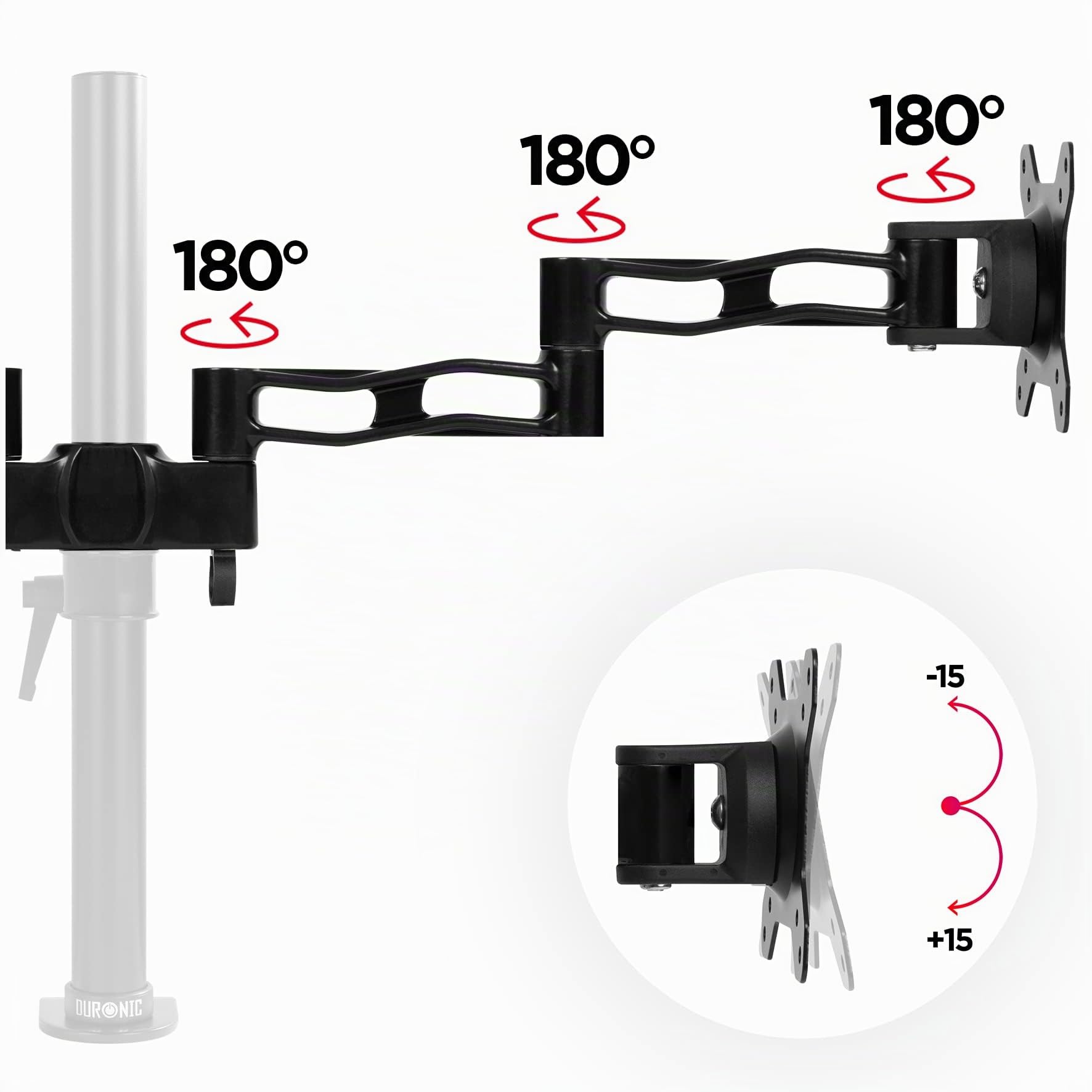 Duronic DM35P2 Braccio Doppio di Ricambio per Monitor VESA Standard