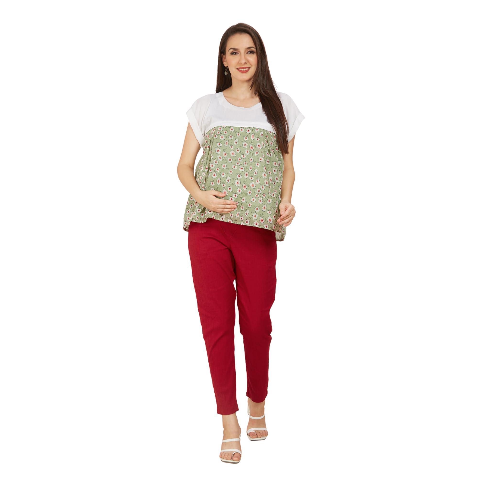 Green Rayon Georgette Maternity Top-picture-36
