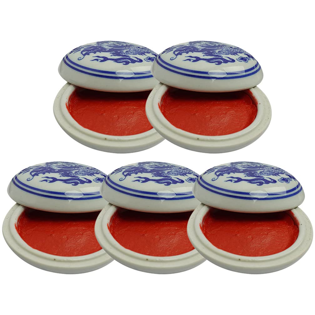Operitacx 5pezzi Tampone per Inchiostro Rosso Brillante per Calligrafia per Uso Quotidiano Inchiostro per Disegno in Stile Cinese Adatto per Timbri in Gomma Decorazione di Biglietti e Artigi