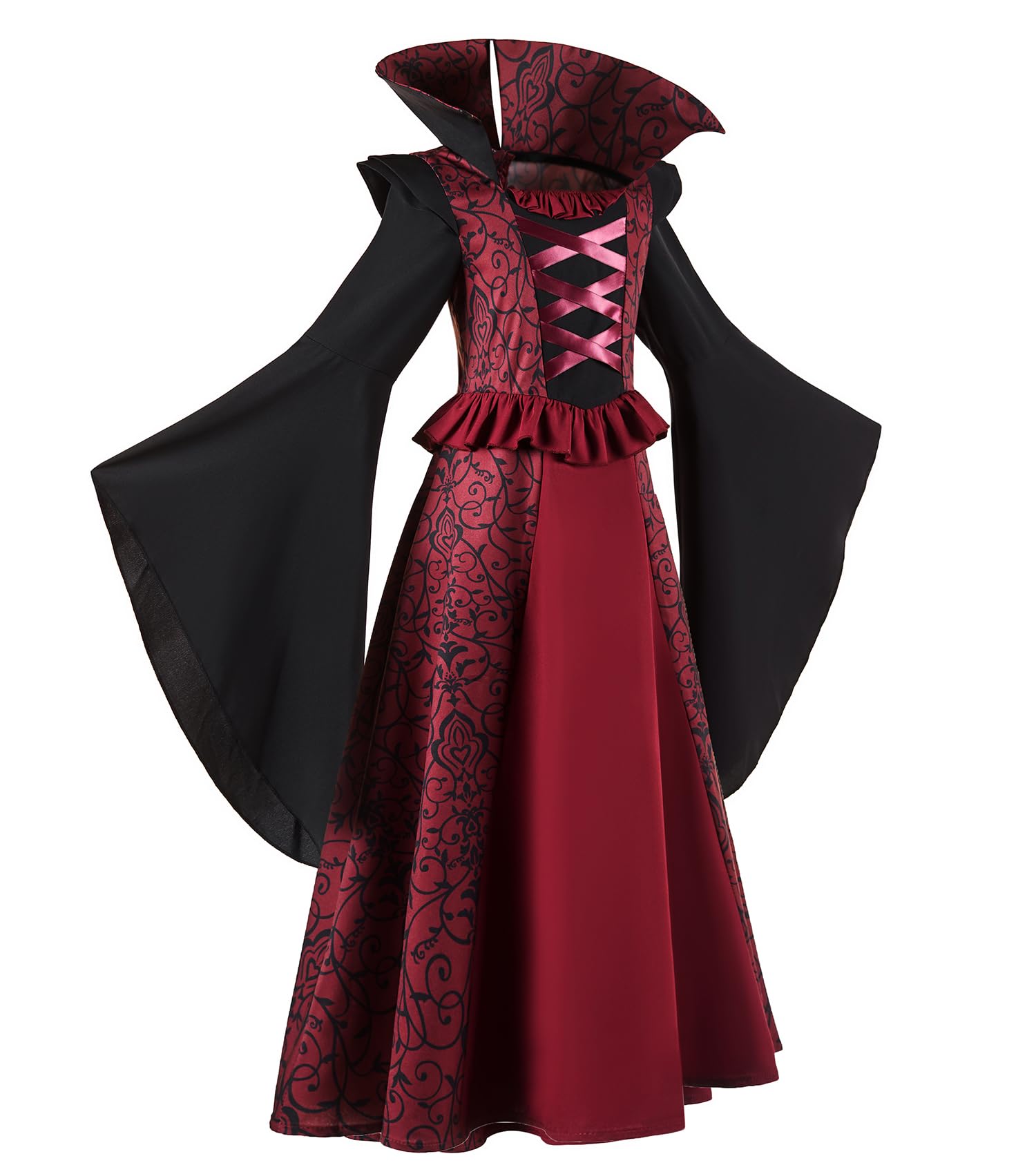 Abaowedding Costume da vampiro, per Halloween, Natale, compleanno, feste, costume gotico, carnevale, colore: rosso
