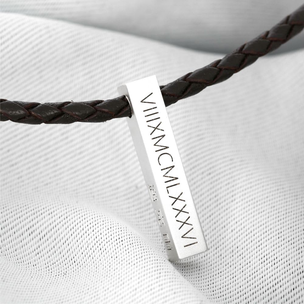 Herren Lederkette Gravur 925 Silber Schmuck Männerschmuck Kette Koordinaten Geschenk Mann * Männerkette personalisiert Namenskette Halskette Silberbarren | HANDMADE IN GERMANY