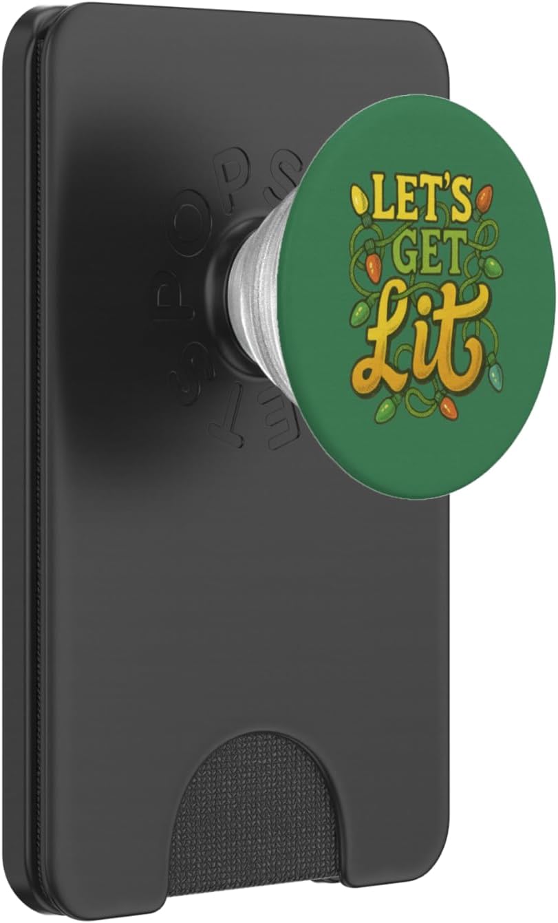 Let’s Get Lit Funny Christmas Lights Holiday Party Humor PopSockets PopWallet for MagSafe