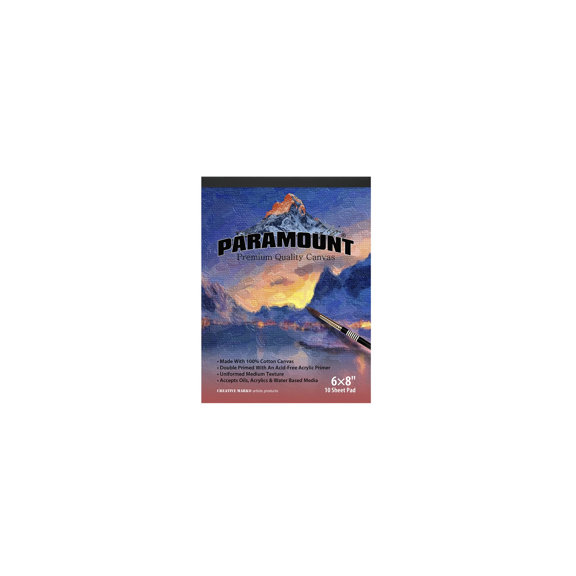 Paramount Universal Primed Premium Cotton Canvas 10 Sheet Pads - Universal Double Primed Cotton Canvas Pads for Students, Drawing, Painting, Travel, & More! - [White - 6" x 8"]