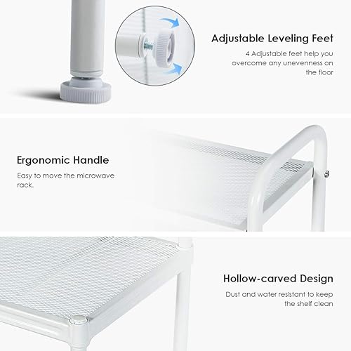 Miniatura 5 de Giantex Estante de almacenamiento para microondas de 4 niveles soporte para horno estantes de metal de alambre de malla fuerte estante de pie para