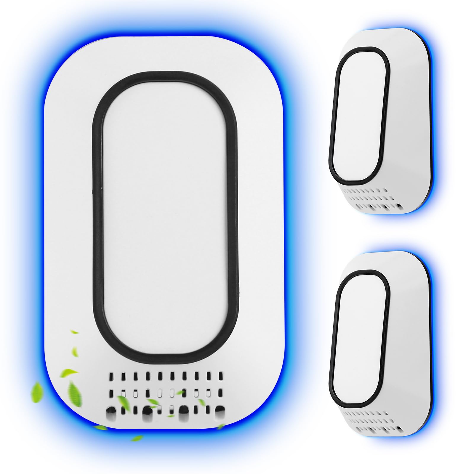 3-Pack Plug in Air Purifier with Ice Blue Hover Light 4 Built-in Brushes Negative Ion Air Purifier for