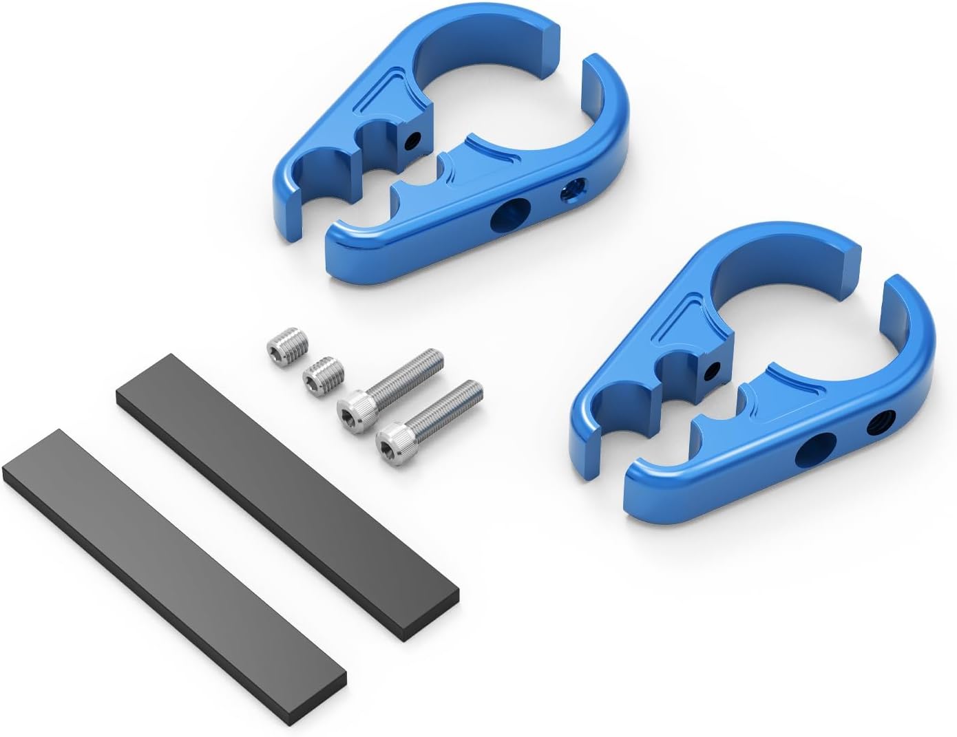 NICECNC 2PCS Front Brake Line Clamps Billet Compatible with Yamaha Raptor 700 700R 660 YFZ 450 Banshee 350 Blaster Warrior Big Bear Grizzly 700 Compatible with Sport ATV with 1" or 3/4" A-Arm Blue