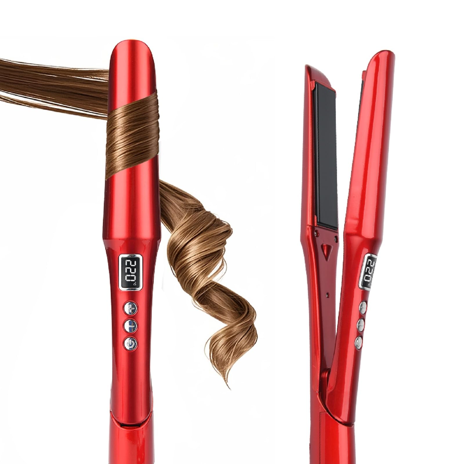 PRITECH – Plancha y rizadora de cabello 2 en 1 con plancha plana de titanio y rizador de cerámica, la mejor plancha plana para cab