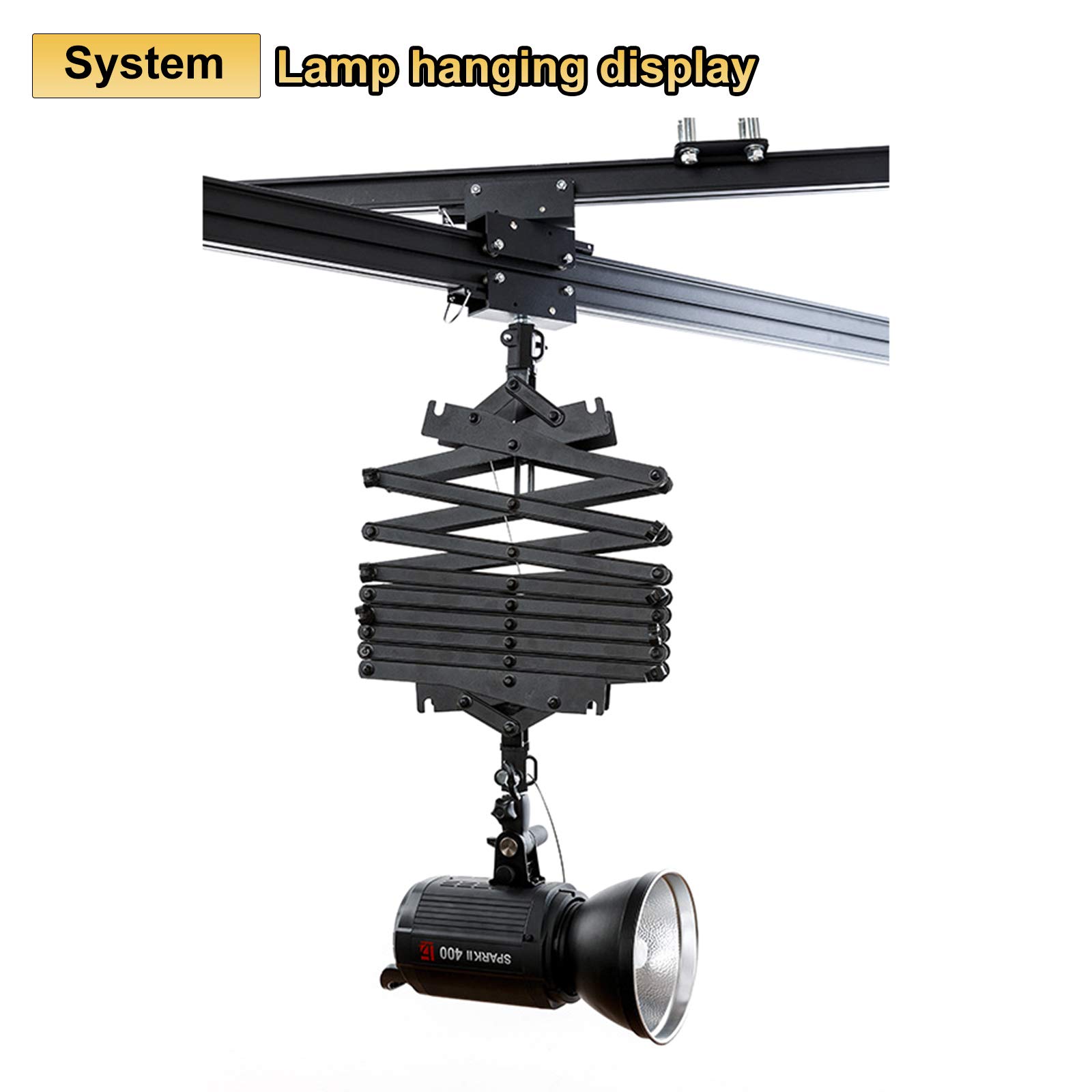 DATOUBOSS 3.0M x 3.0M Sistema di pantografi fotografici Set completo, sistema di binari di supporto per l'illuminazione dello studio da 3.0M, pantografo a caduta 43-200CM (3.0M×3.0M-A)