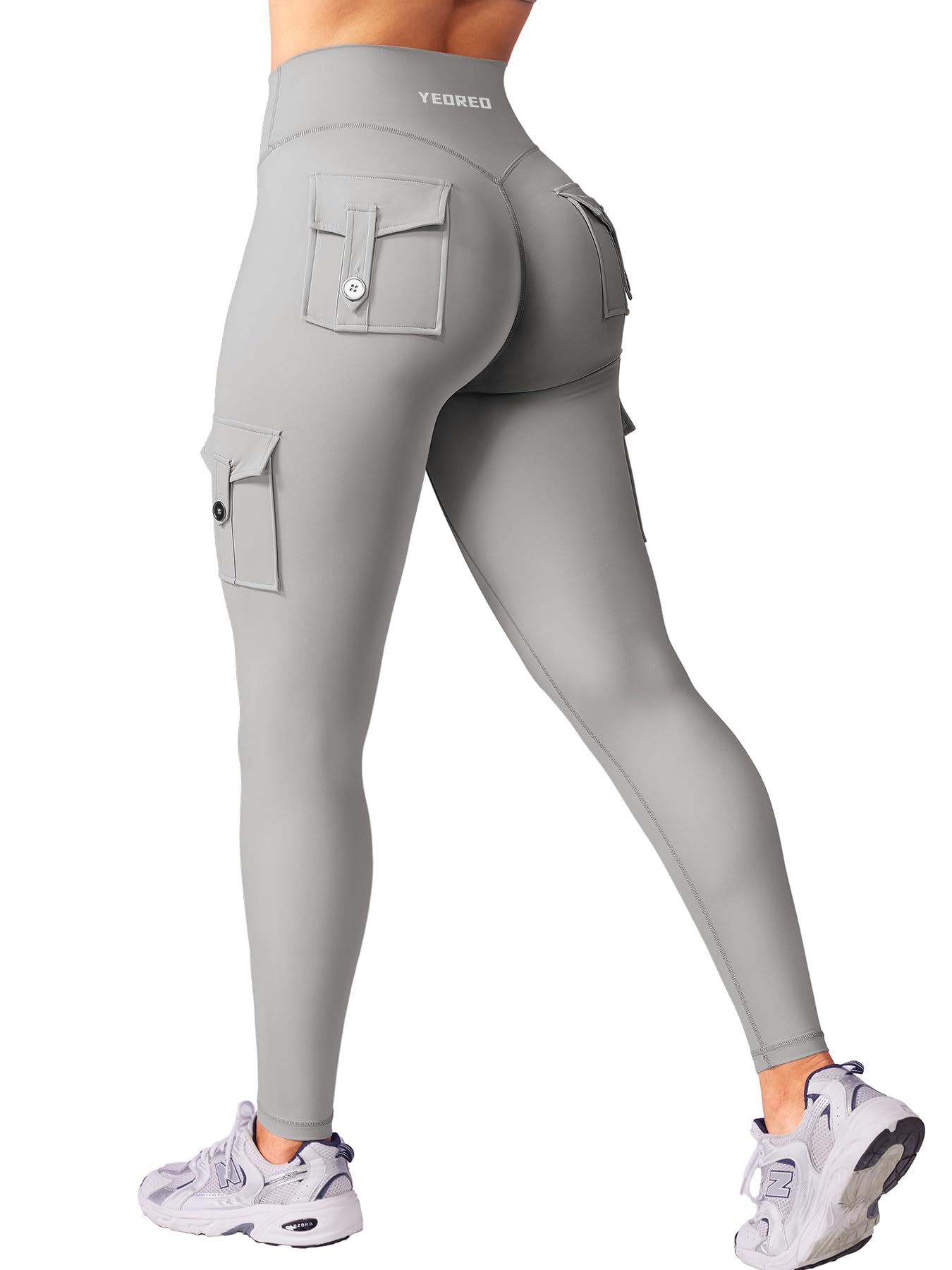 YEOREO CoreFlex Sport Leggings Damen Mit Taschen Invisible Scrunch Butt Gym Leggings High Waist Boom Booty Seamless Push Up Blickdicht Yoga Sport Leggings