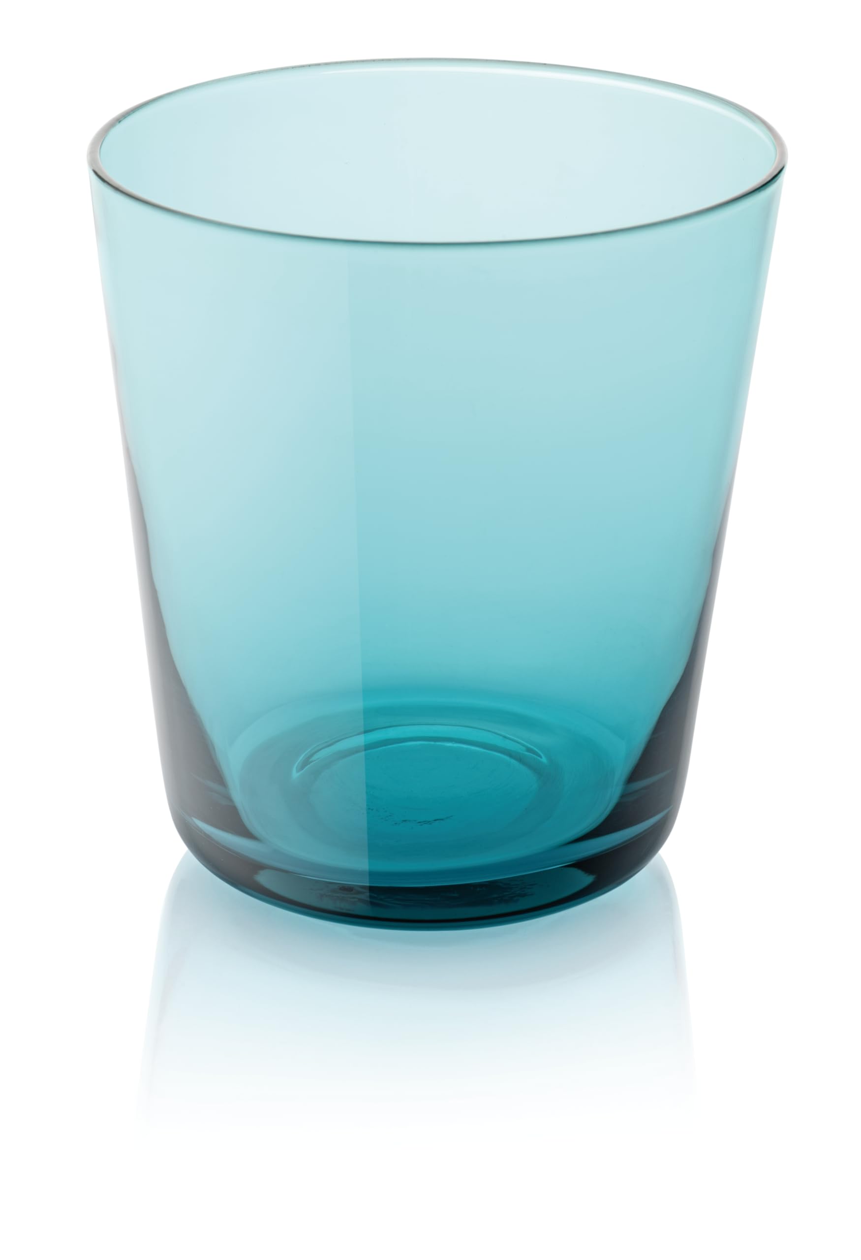 Set 6 bicchieri Everyday-Easy Bicchiere Acqua 34 cl Turchese dall'Elegante Design Colorato nella Massa, H 9,5 cm Ø 8,8 cm, Vetro Made in Italy