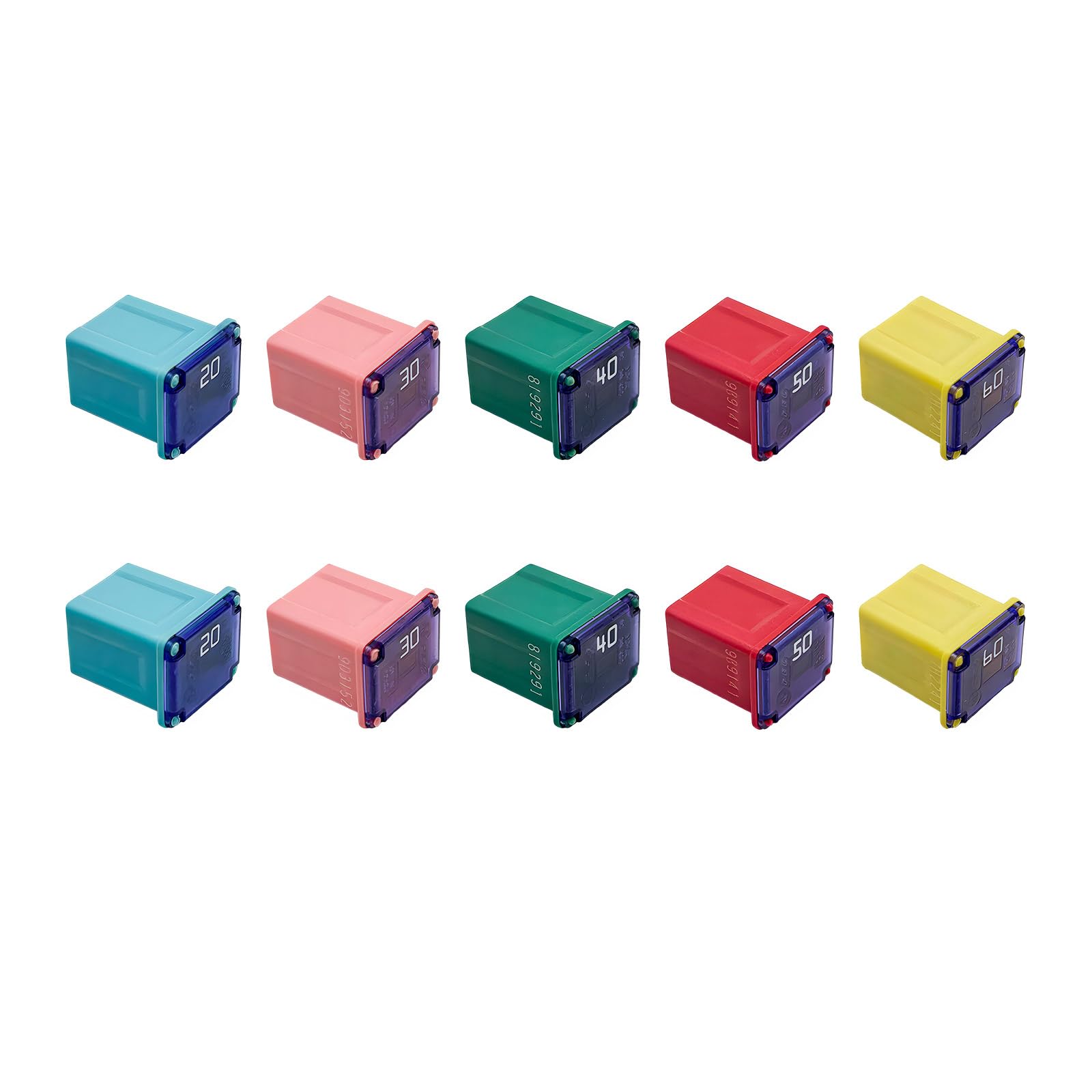 Low Profile 20A-60A Car Square Fuses Kit 10 PCS for Vehicles SUV RV Truck Car Accessories