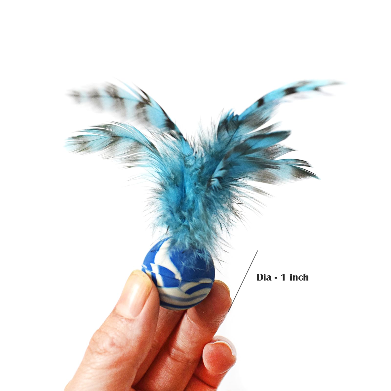 lpdrzka Cat Toy Balls, 5 PCS Colorful Feather Bouncy Balls for Cats No Noise Interactive Kitten Toys Cat Exercise Ball, Safe for Your Kitty (C)