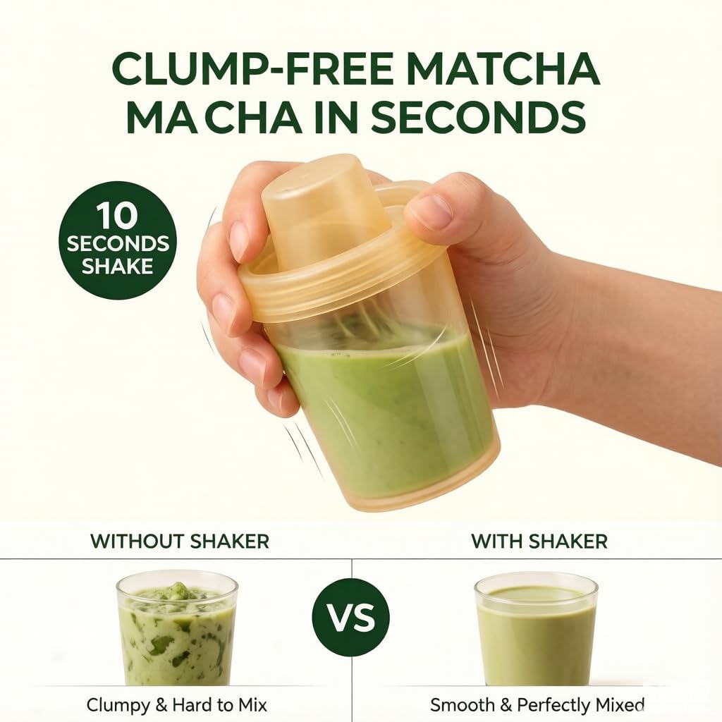 Matcha Shaker Cup, 80ml (2.7 fl oz) Matcha Mixing Cups 2 Pack, White+Yellow image 3