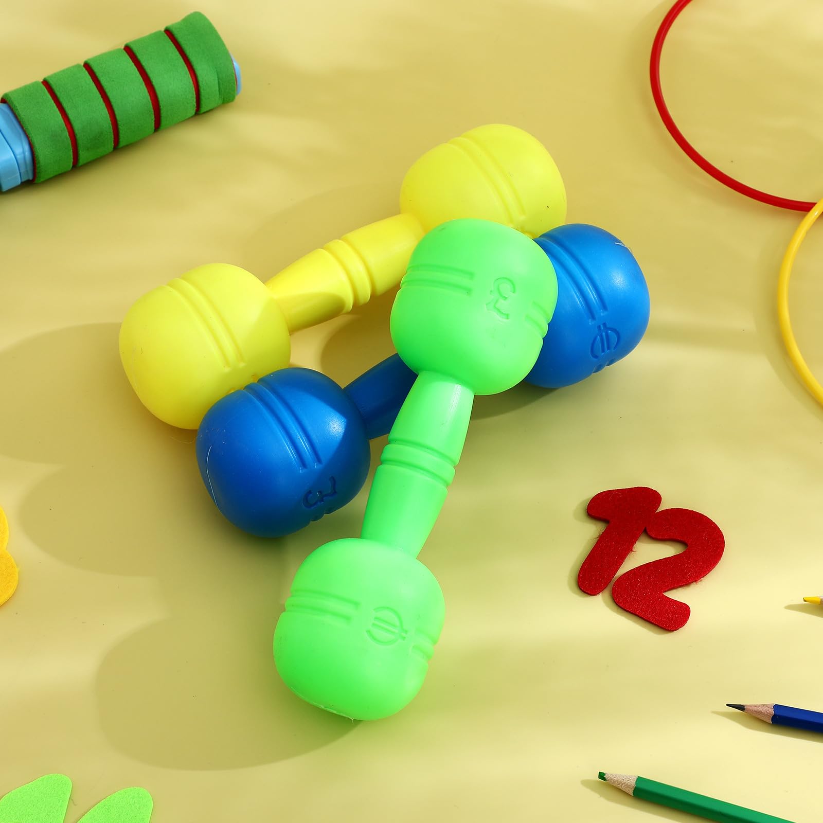 Supvox Kinderhanteln mit Sound: 3 Paar PVC Fitness Spielzeug Hanteln für Kinder 4–8 Jahre, Leichtes Sport- und Bewegungstraining Set für Zuhause, Schule und Kindergarten