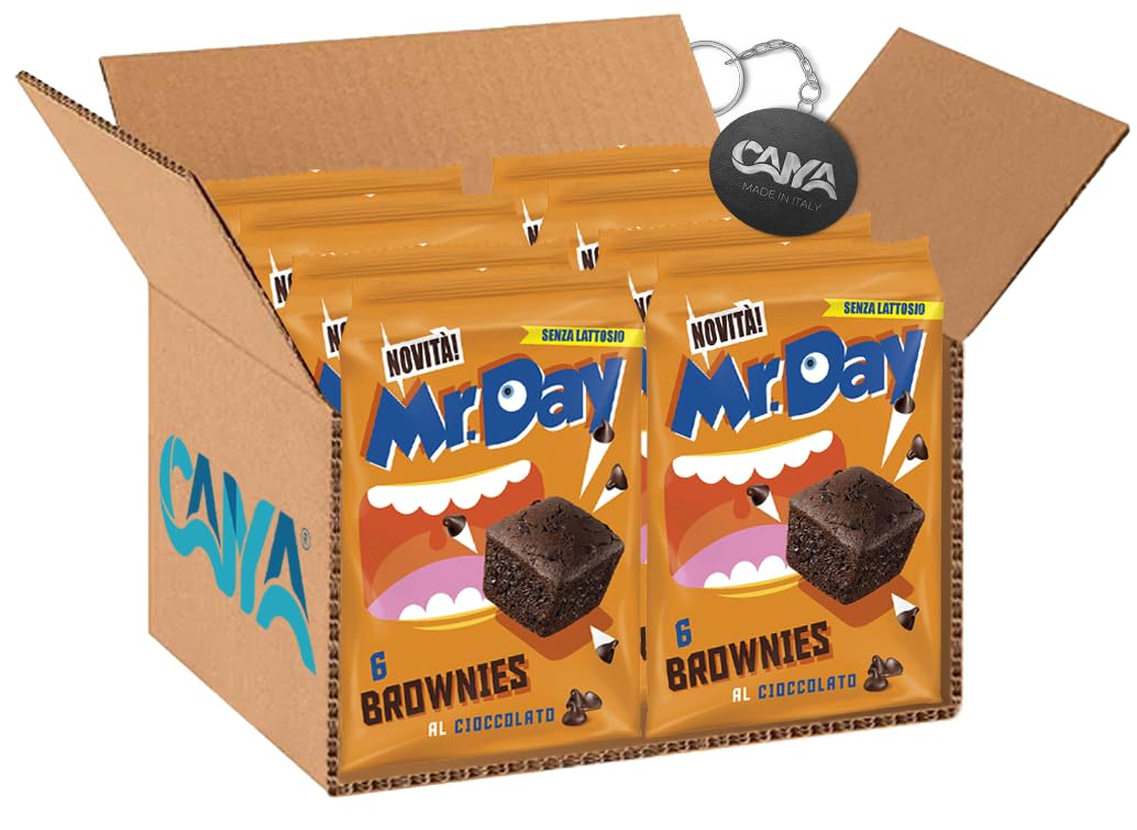 Mr. Day Brownies Merendine al Cioccolato Fondente con Gocce di Cioccolato Senza Lattosio 210g (NOVITA') [CAIYA® BOX da 8 Confezioni]
