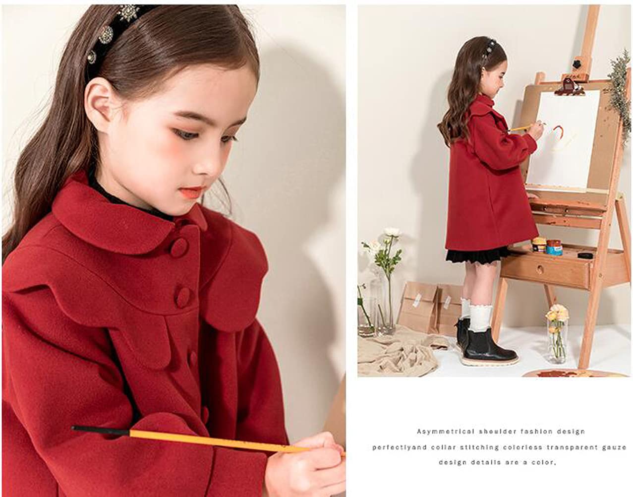 Cappotto da ragazza, in lana, per autunno e inverno, da ragazza, taglia