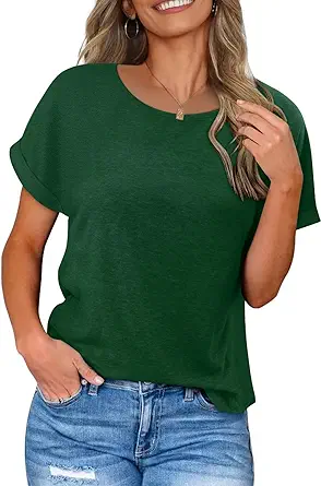 KISSMODA Summer Short Sleeve T Shirt Loose Fit Casual Dressy Women Top 2025 Trendy Ladies Fashion Blouses(S-3XL)