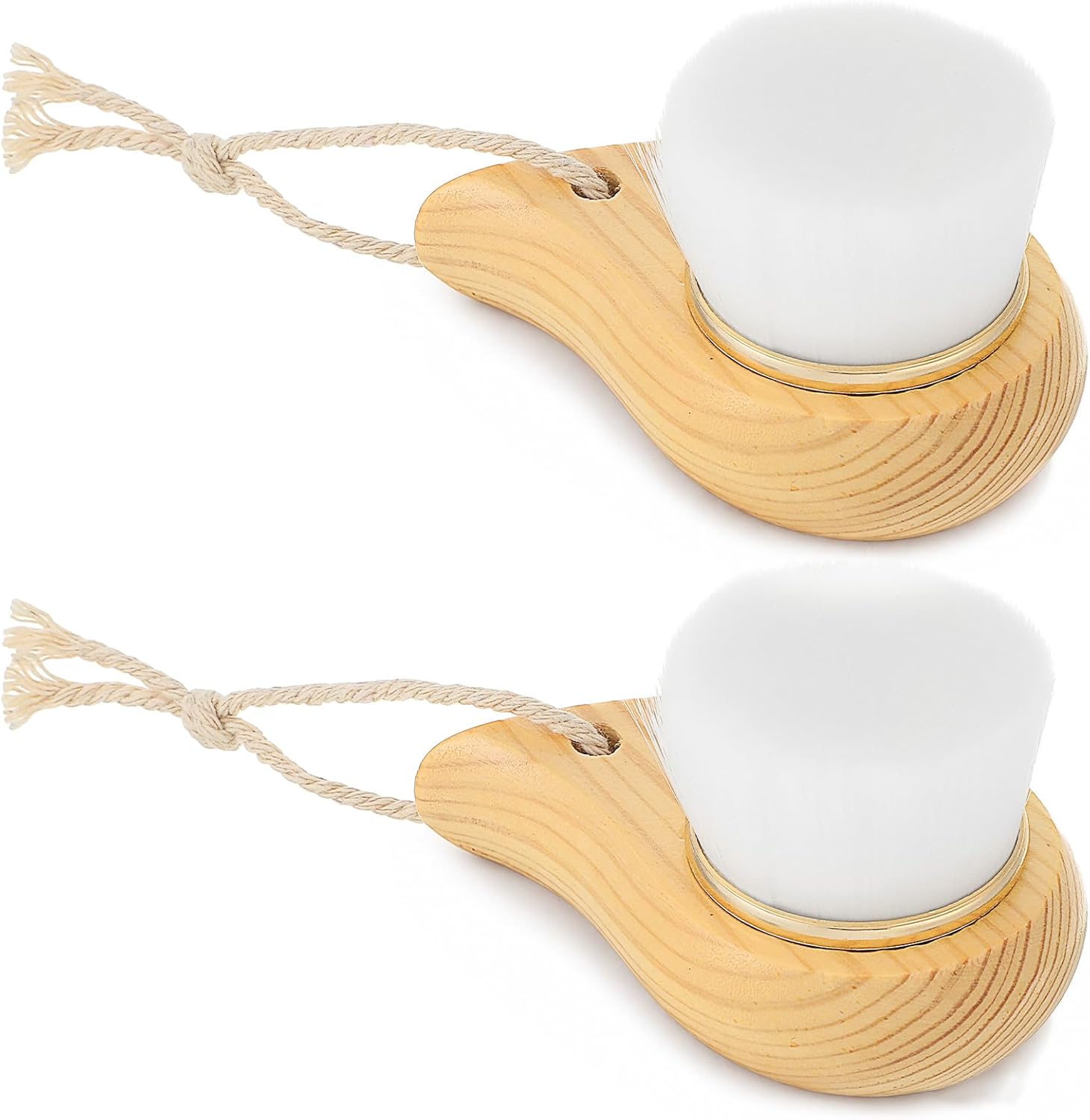 Amabro 2Pcs Soft Bristle Facial Cleansing Brush Ergonomic Handle Travel