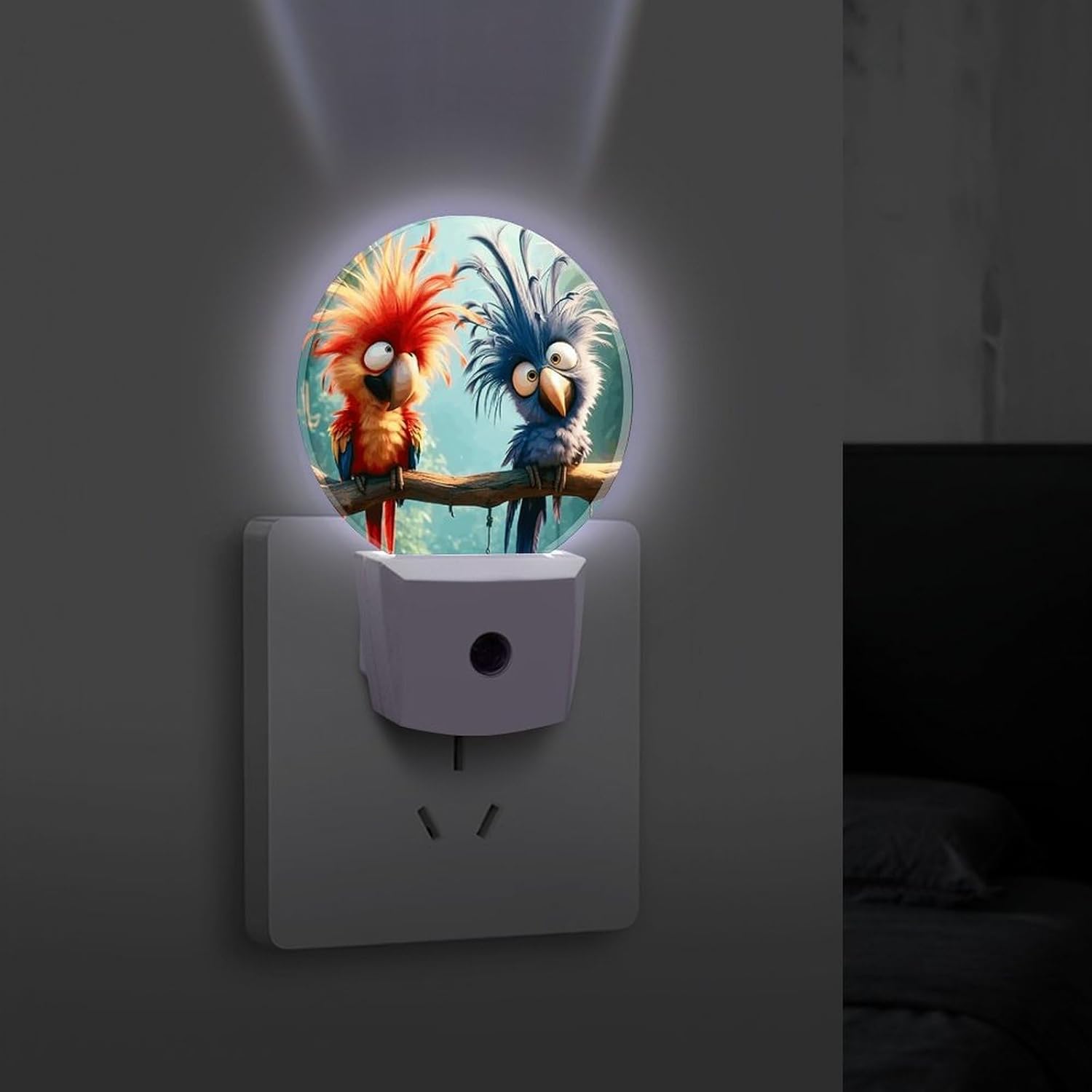 Night Light Plug Into Wall, Dusk to Dawn Lamp, Two Funny Parrots image 4
