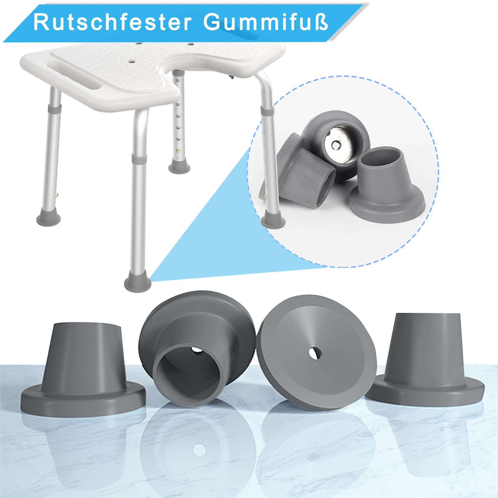 Aufun Sgabello doccia sedia doccia 35-51cm sgabello doccia regolabile in altezza sedile bagno antiscivolo tipo U sedile doccia in alluminio e plastica